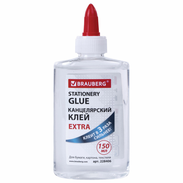 Клей канцелярский EXTRA BRAUBERG, 150 мл., с дозатором, 228406