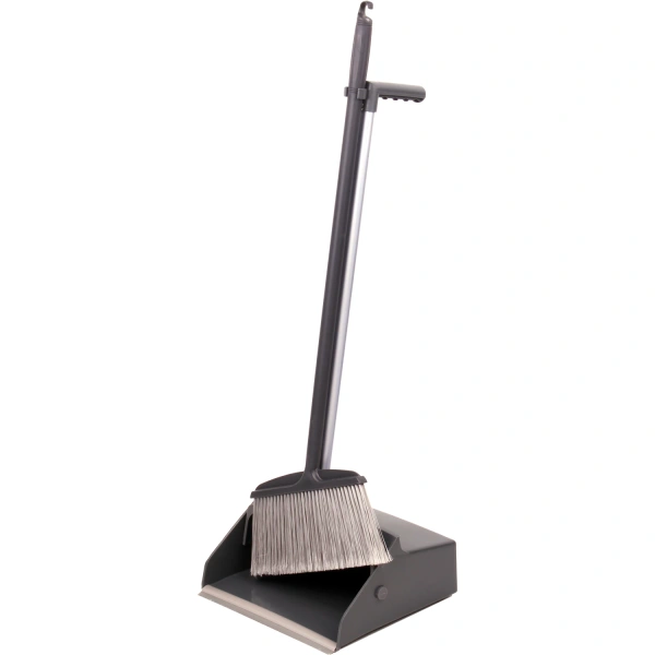 Совок для мусор + щетка, рукоятки 80см, "БОЛЬШОЙ", для улицы, цеха, офиса, серый, LAIMA PROF, 606663