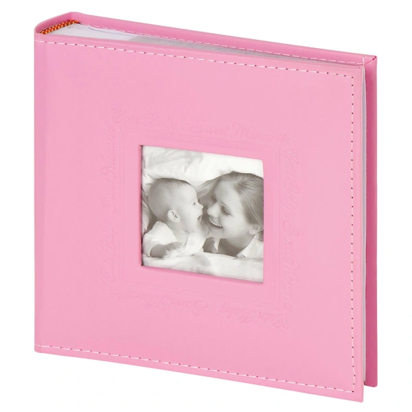 Фотоальбом BRAUBERG "Cute Baby" на 200 фото 10*15 см, под кожу, бумажные стр., бокс, розовый, 391141