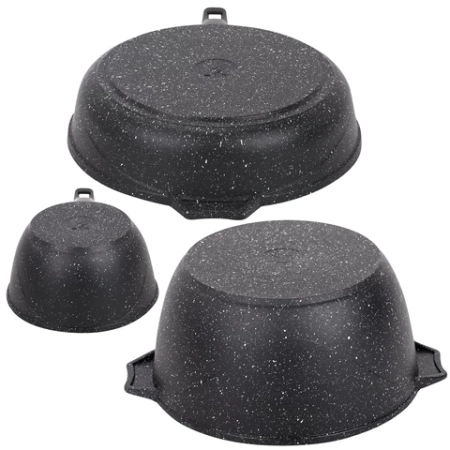 Набор посуды (сковорода 26 см, кастрюля 5 л, ковш 1,7 л, 2 съемных ручки, 2 крышки), МЕЧТА "Гранит Black", 001802 700722 - МСК «Форвард»