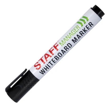 Маркер стираемый для белой доски, ЧЕРНЫЙ, STAFF "MANAGER" WBM-300, 3 мм, с клипом, 152636 - МСК «Форвард»