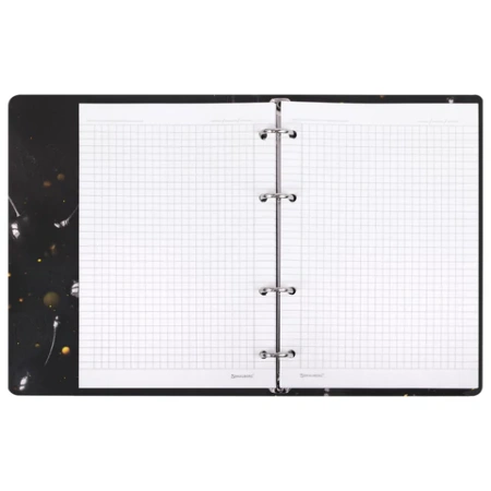 Тетрадь на кольцах А5 160х212 мм, 120 листов, картон, фольга, клетка, BRAUBERG, "Black&Gold", 404735 - МСК «Форвард»