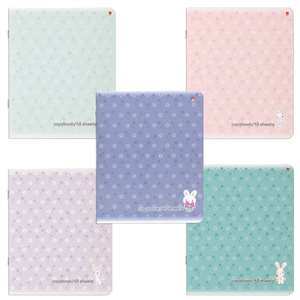 Тетрадь А5 48л. АЛЬТ скоба, клетка, Soft Touch, ЗЕФИРНЫЕ ЗАЙЧАТА (5 видов), 7-48-747 403743