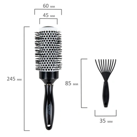 Расческа для волос термобрашинг 24,5х6х4,5 см, круглая + щетка для чистки В ПОДАРОК, MONTE VITA (МОНТЕ ВИТА), 457433 - МСК «Форвард»