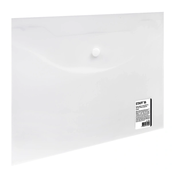 Папка-конверт с кнопкой МАЛОГО ФОРМАТА (240х190 мм) А5 матовая прозрачная 0,15 мм, STAFF, 270463