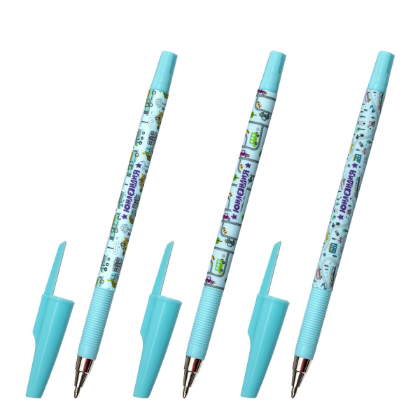 Ручка шариковая ЮНЛАНДИЯ "CARS", синяя, SOFT-TOUCH покрытие, узел 0,7 мм, линия 0,35мм, 143728