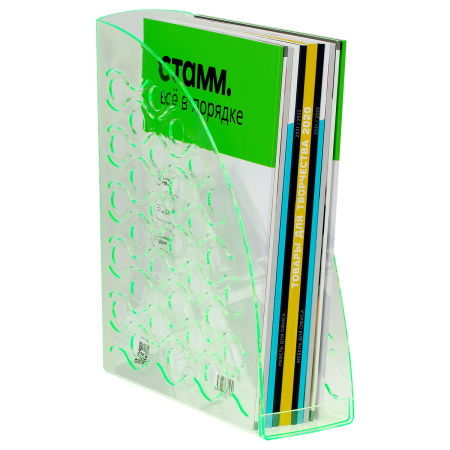 Лоток для бумаг вертикальный СТАММ "Вега", тонированный неоновый зеленый, ширина 90мм ЛТВ-31746 351509 - МСК «Форвард»