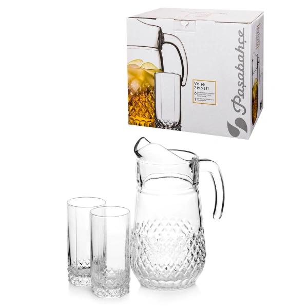 Набор столовый, 7 предметов, кувшин 1250мл + 6 стаканов 275мл, стекло, Valse, PASABAHCE, 97675 605208