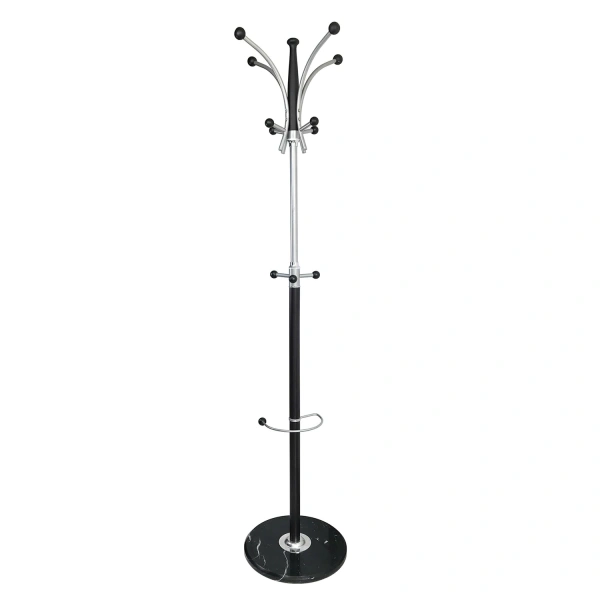 Вешалка-стойка BRABIX CR-848 на мраморном диске, металл, 4+3 крючка, цвет коричневый,606435