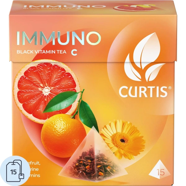 Чай чёрный Curtis Immuno 15 пирамидок (грейпфрут, лайм, мандарин) E1864102 1423046