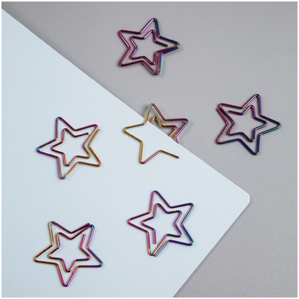 Скрепки фигурные 25мм, MESHU "Stars", 6шт., пакет с европодвесом MS_41585 328215 - МСК «Форвард»