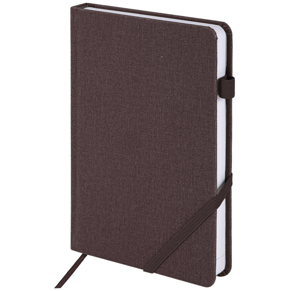 Ежедневник недатированный А5 138x213мм BRAUBERG Finest под кожу, резинка, 136л, коричневый, 111870