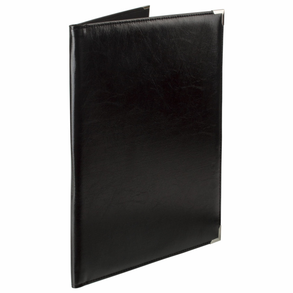 Папка адресная из кожзама без надписи, формат А4, 33х25х2 см, черная, 165 123156