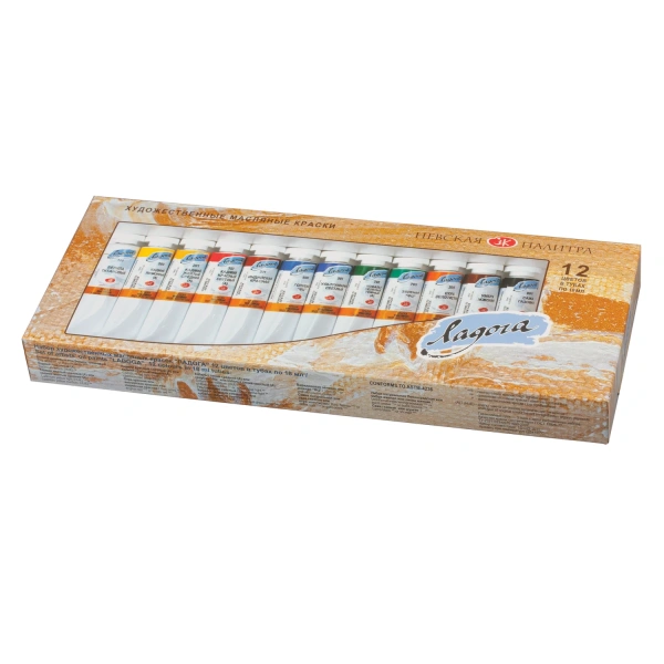 Краски масляные художественные "Ладога", НАБОР 12 цветов по 18 мл, в тубах, 1241004 190973