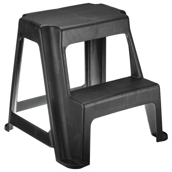 Стремянка-табурет 2 ступени, стационарная, пластиковая, нагрузка 120кг, вес2,4кг, черная, IDEA М 229 602537