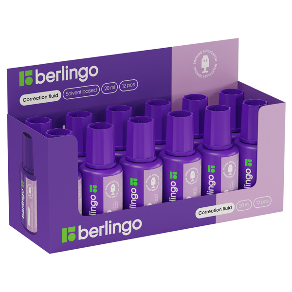 Корректирующая жидкость Berlingo, 20мл, на химической основе, с губчатым аппликатором KR 550 256293 - МСК «Форвард»