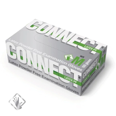 Перчатки медицинские смотровые латексные 50 пар (100 штук), CONNECT, размер 7-8, M (средний) 631134 ЧЕСТНЫЙ ЗНАК! - МСК «Форвард»