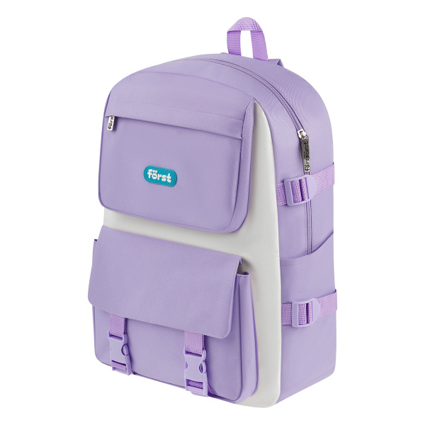 Рюкзак Först "Lilac-white" 40*28*12см, 1 отделение, 4 кармана, в комплекте: сумка-шоппер, косметичка, пенал, мешочек AB_KN67566 388043 - МСК «Форвард»