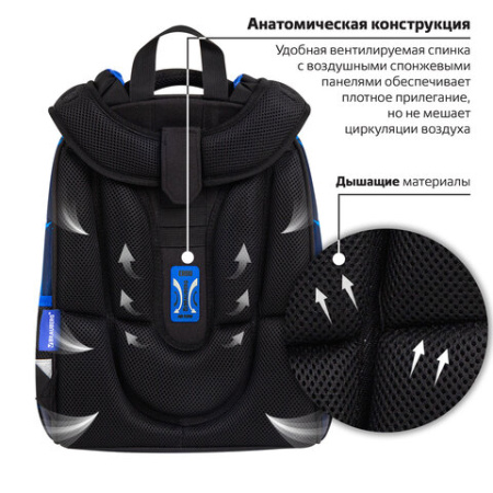 Ранец BRAUBERG PREMIUM, 2 отделения, с брелком, "Digital lava", СВЕТЯЩИЙСЯ, 38х29х16 см, 272015  - МСК «Форвард»