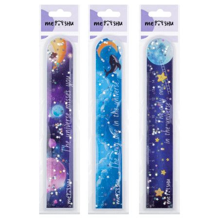Линейка 15см MESHU "Universe" ПВХ с блестками, ассорти, европодвес MS_64224 376034 - МСК «Форвард»