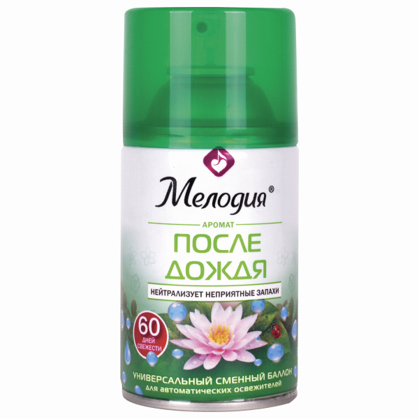 Сменный баллон 250мл МЕЛОДИЯ "После дождя", для автомат. освежителей, универсальный, 605227