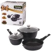 Набор посуды (сковорода 26 см, кастрюля 5 л, ковш 1,7 л, 2 съемных ручки, 2 крышки), МЕЧТА "Гранит Black", 001802 700722 - МСК «Форвард»