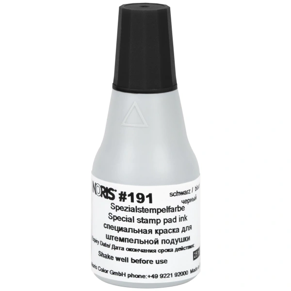 Краска штемпельная NORIS черная 25мл,(универс. для глянц. бумаги, металла, пластмасс и т.д.),191Ач 223623