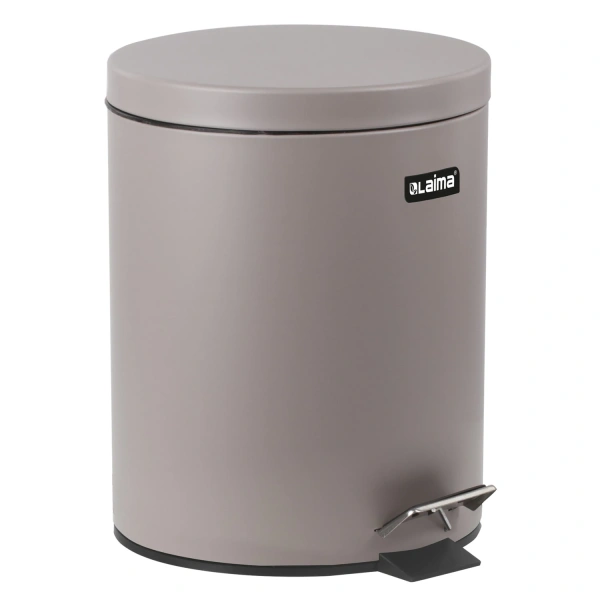 Ведро-контейнер для мусора (урна) с педалью LAIMA "Classic", 12 л, серое, матовое, металл, 604944