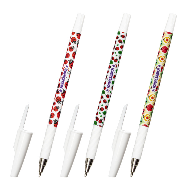 Ручка шариковая ЮНЛАНДИЯ "LADYBIRD", синяя, SOFT-TOUCH покрытие, узел 0,7 мм, линия 0,35мм, 143727