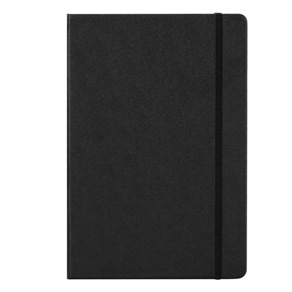 Блокнот А5 Deli Squared Notebook EN111G 80 листов чёрный в клетку на сшивке резинка 1793235