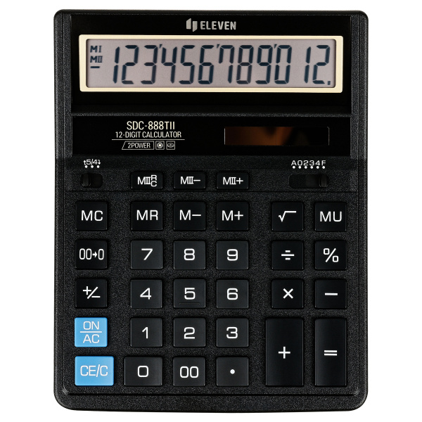 Калькулятор настольный Eleven SDC-888TII, 12 разрядов, двойное питание, 158*203*31мм, черный 339221 - МСК «Форвард»