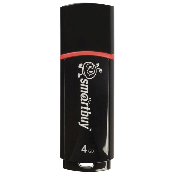 Флеш-диск 4GB SMARTBUY Crown USB 2.0, черный, SB4GBCRW-K 512763