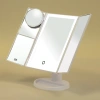 Зеркало настольное с LED-подсветкой для макияжа, размер 24х18 см, складное, увеличение х2, х3, х10, белое, BRABIX, 609337 - МСК «Форвард»