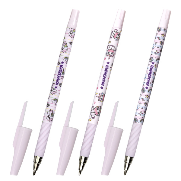 Ручка шариковая ЮНЛАНДИЯ "UNICORN", синяя, SOFT-TOUCH покрытие, узел 0,7 мм, линия 0,35мм, 143726