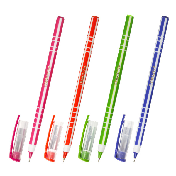 Ручка шариковая масляная ПИФАГОР "Softy", СИНЯЯ, корпус ассорти, узел 0,7мм, линия 0,35мм, 143020