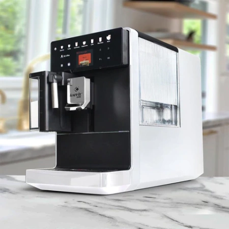 Кофемашина KAFFIT A5, 1400 Вт, объем 1,3 л, емкость для зерен 200 г, автокапучинатор, белая, A5 White 456544 - МСК «Форвард»