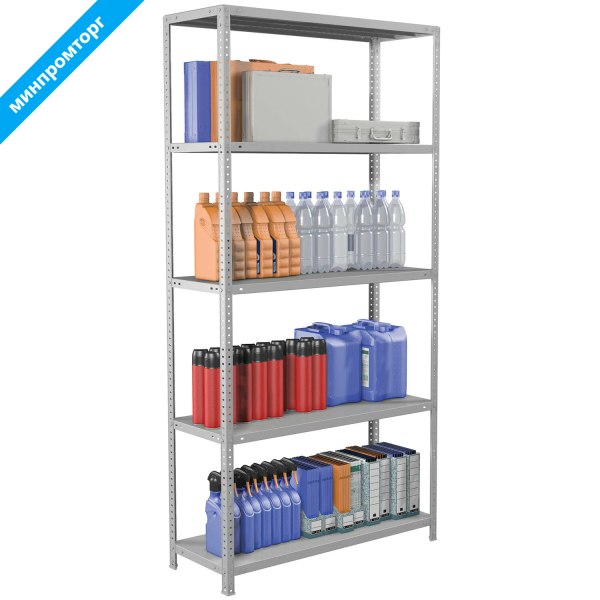 Стеллаж металлический BRABIX MS Plus-200/30-5 (в2000*ш1000*г300мм), 5 полок, регулир. опоры, 291108 