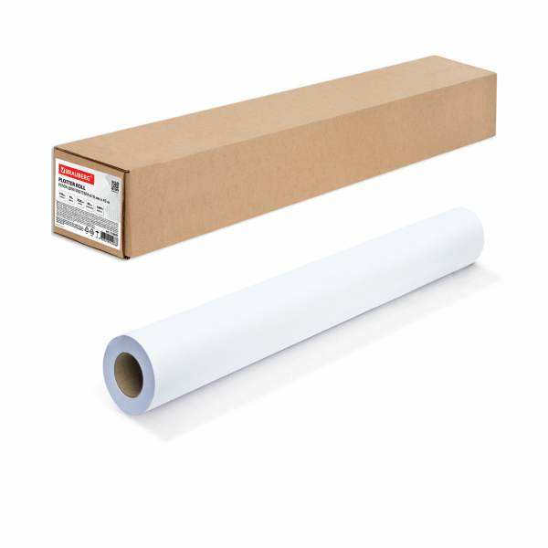 Бумага широкоформатная рулон для плоттера 610мм*45м*втулка 50,8мм, 90г/м2, CIE 146%, BRAUBERG 110451