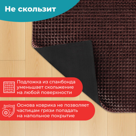 Коврик придверный 45х60 см, ВЕНГЕ пластиковый грязезащитный толщина 10 мм, "ТРАВКА", PRIMILA, 701064 - МСК «Форвард»