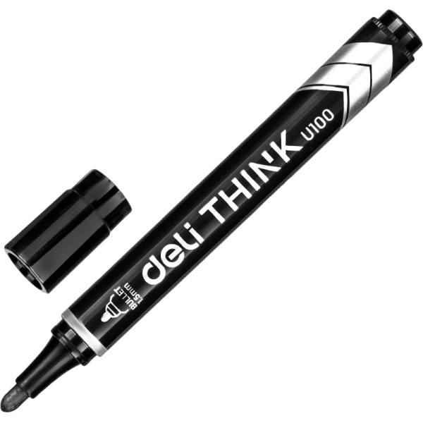 Маркер перманентный Deli Think черный 1.5-3 мм круглый наконечник 1407976 - МСК «Форвард»