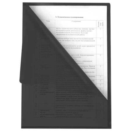 Папка-уголок прозрачная А4 BRAUBERG UNIVERSAL, черная, 0,10 мм, со штрихкодом, 273046 - МСК «Форвард»