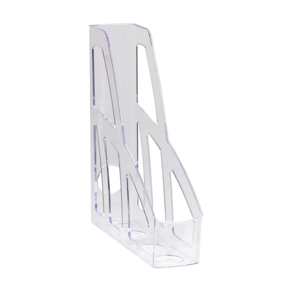 Лоток вертикальный для бумаг СТАММ "Лидер" (250х75х300 мм), прозрачный, ЛТВ-30454 351527