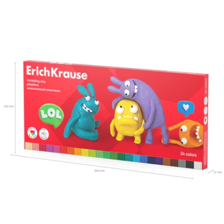 Пластилин классический ERICH KRAUSE "Jolly Friends", 24 цвета, 432 г, со стеком, 61350 107471 - МСК «Форвард»