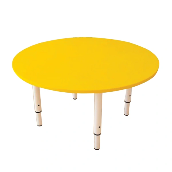 Стол детский круглый (ш800*г800*в400-580мм), рост 0-3 (85-145см), пластик желтый, сл.кость, 531601