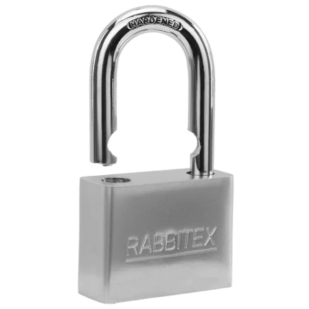 Замок навесной стальной 50 мм "Никель", антикоррозионное покрытие, 4 ключа, RABBITEX (РАББИТЕКС), 671309 - МСК «Форвард»
