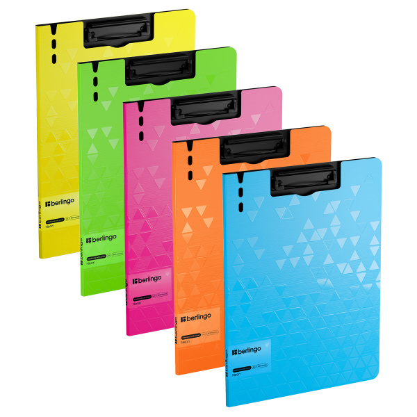 Папка-планшет с зажимом Berlingo "Neon" А4, пластик (полифом), 1800мкм, ассорти PPf_93306 371759