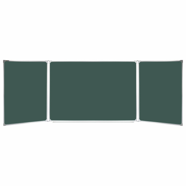 Доска для мела магнитная 3-х элементная 100х150/300см, ДОП. ЛИНИЯ/КЛЕТКА зеленая, BRAUBERG, 236972