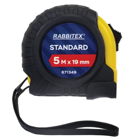 Рулетка измерительная 5 м х 19 мм, обрезиненный корпус, с фиксатором, RABBITEX (РАББИТЕКС) Standard, 671349 - МСК «Форвард»
