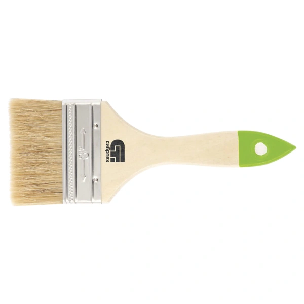 Кисть плоская 75мм, натуральная щетина, деревянная ручка, для масляных красок, лаков, СИБРТЕХ, 82265 670563
