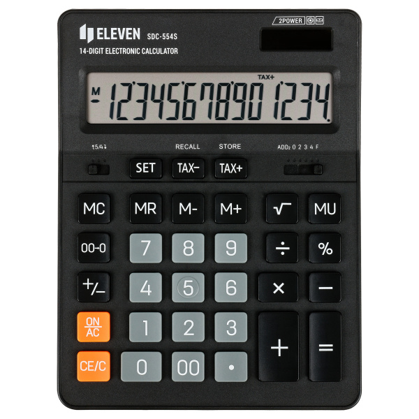 Калькулятор настольный Eleven SDC-554S, 14 разрядов, двойное питание, 155*205*36мм, черный SDC-554S 339207 - МСК «Форвард»